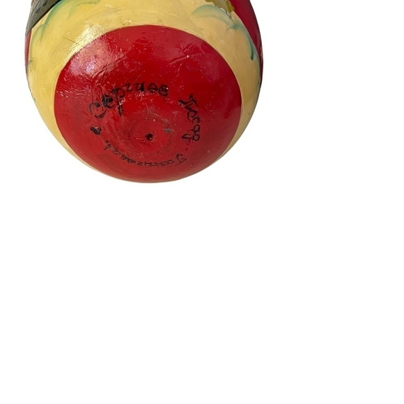 Christmas Santa paper mache Roly Poly with bell inside, old. - Picture 6 of 7